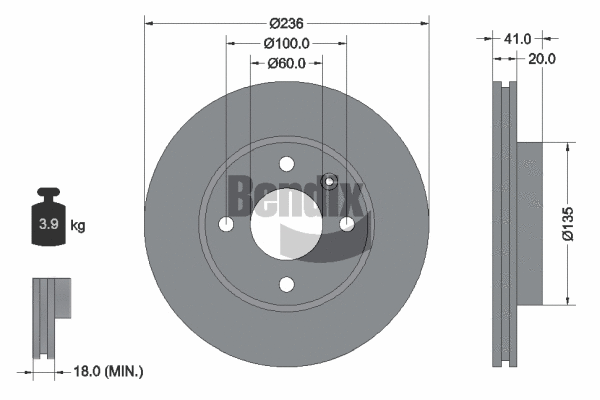 BDS1931 BENDIX Braking Тормозной диск (фото 1)