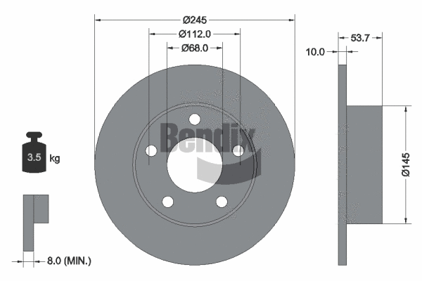 BDS1952 BENDIX Braking Тормозной диск (фото 1)