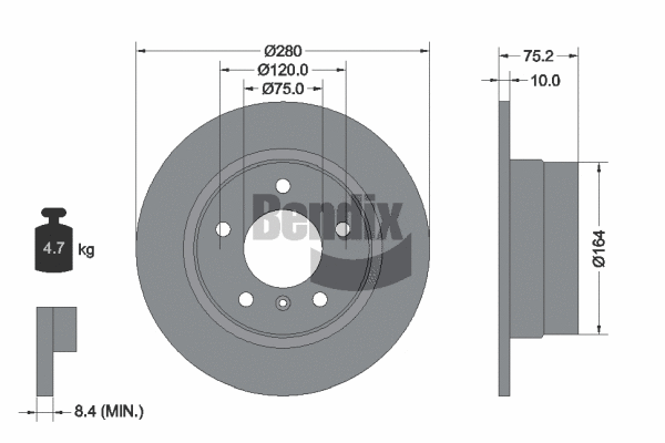 BDS1976 BENDIX Braking Тормозной диск (фото 1)