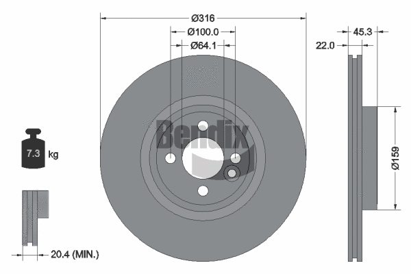 BDS1977 BENDIX Braking Тормозной диск (фото 1)