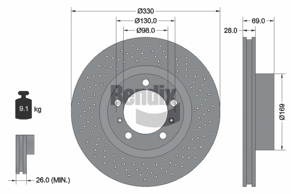 BDS1983RHC BENDIX Braking Тормозной диск (фото 1)