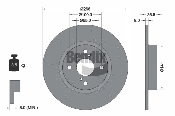 BDS1991 BENDIX Braking Тормозной диск (фото 1)