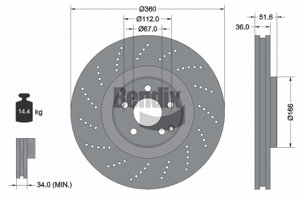 BDS2001HC BENDIX Braking Тормозной диск (фото 1)