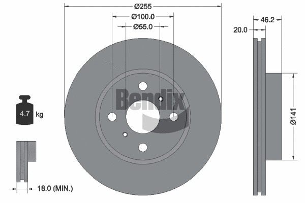 BDS2004 BENDIX Braking Тормозной диск (фото 1)