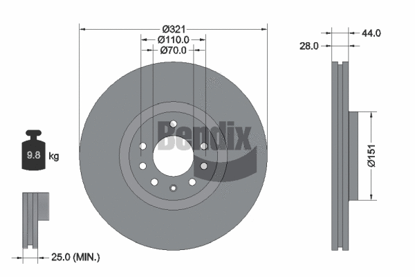 BDS2016 BENDIX Braking Тормозной диск (фото 1)