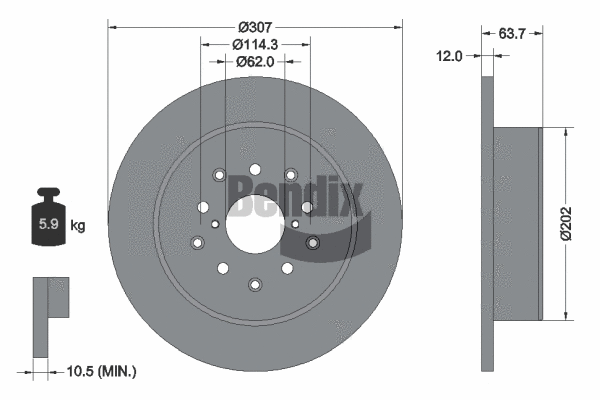 BDS2022 BENDIX Braking Тормозной диск (фото 1)
