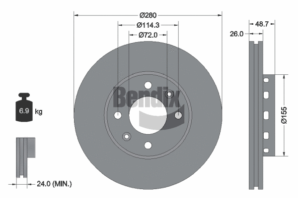 BDS2031 BENDIX Braking Тормозной диск (фото 1)