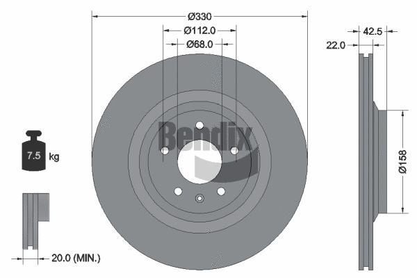 BDS2042 BENDIX Braking Тормозной диск (фото 1)