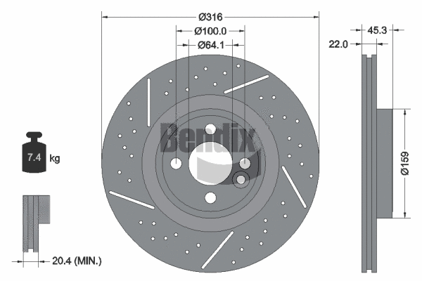 BDS2047HC BENDIX Braking Тормозной диск (фото 1)