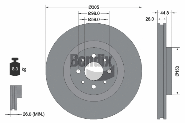 BDS2054 BENDIX Braking Тормозной диск (фото 1)