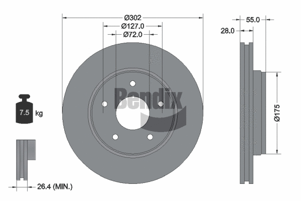 BDS2057 BENDIX Braking Тормозной диск (фото 1)