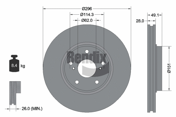 BDS2074 BENDIX Braking Тормозной диск (фото 1)