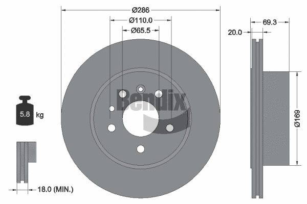 BDS2081 BENDIX Braking Тормозной диск (фото 1)