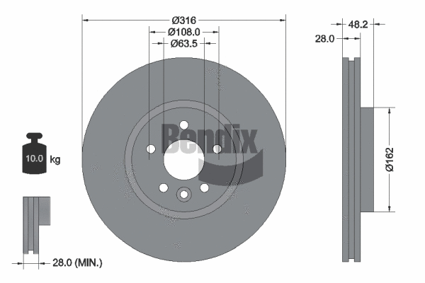 BDS2093HC BENDIX Braking Тормозной диск (фото 1)