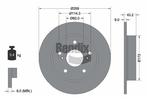 BDS2094 BENDIX Braking Тормозной диск (фото 1)