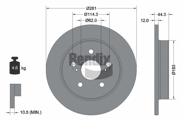 BDS2096 BENDIX Braking Тормозной диск (фото 1)