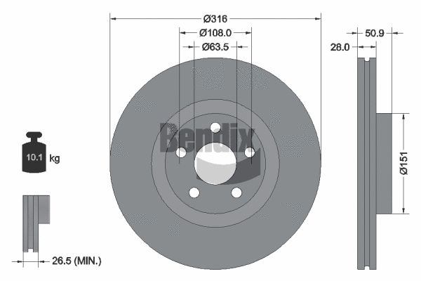 BDS2097 BENDIX Braking Тормозной диск (фото 1)