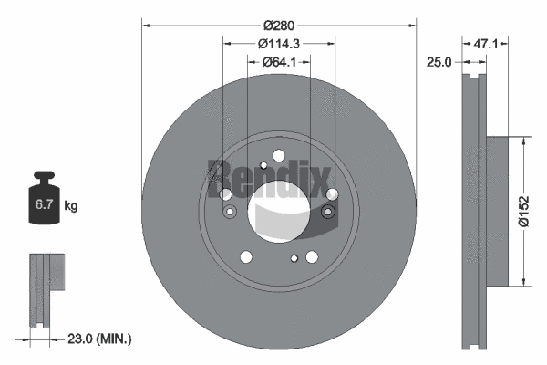 BDS2100 BENDIX Braking Тормозной диск (фото 1)