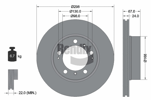 BDS2103 BENDIX Braking Тормозной диск (фото 1)