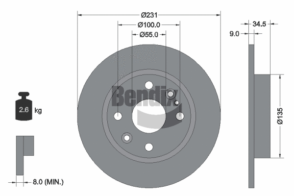 BDS2113 BENDIX Braking Тормозной диск (фото 1)