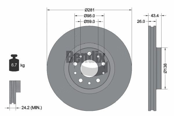 BDS2115 BENDIX Braking Тормозной диск (фото 1)