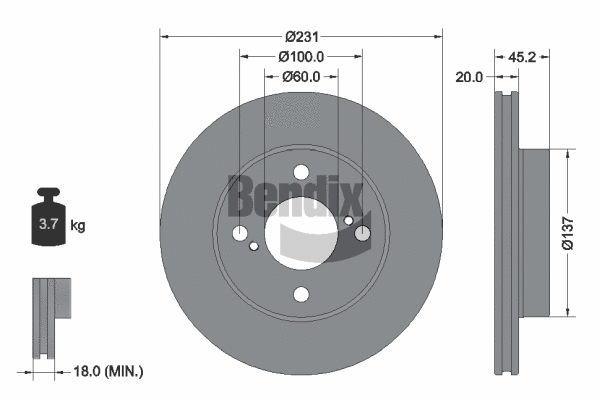 BDS2119 BENDIX Braking Тормозной диск (фото 1)