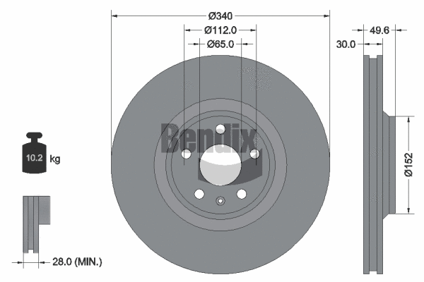 BDS2122HC BENDIX Braking Тормозной диск (фото 1)