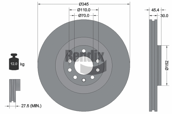 BDS2128 BENDIX Braking Тормозной диск (фото 1)