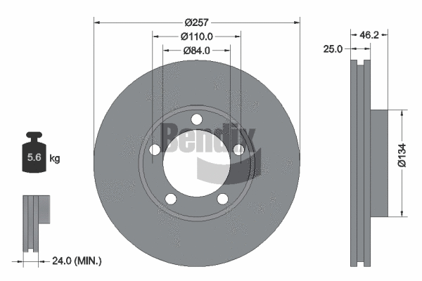 BDS2139 BENDIX Braking Тормозной диск (фото 1)