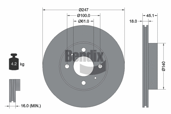 BDS2142 BENDIX Braking Тормозной диск (фото 1)