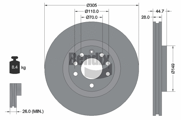 BDS2145 BENDIX Braking Тормозной диск (фото 1)