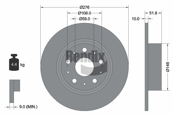 BDS2152 BENDIX Braking Тормозной диск (фото 1)