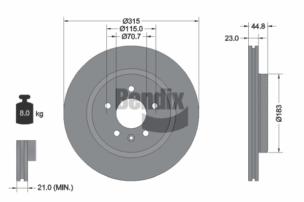 BDS2160 BENDIX Braking Тормозной диск (фото 1)