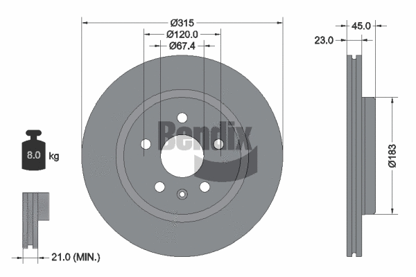 BDS2165 BENDIX Braking Тормозной диск (фото 1)