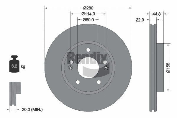 BDS2173 BENDIX Braking Тормозной диск (фото 1)