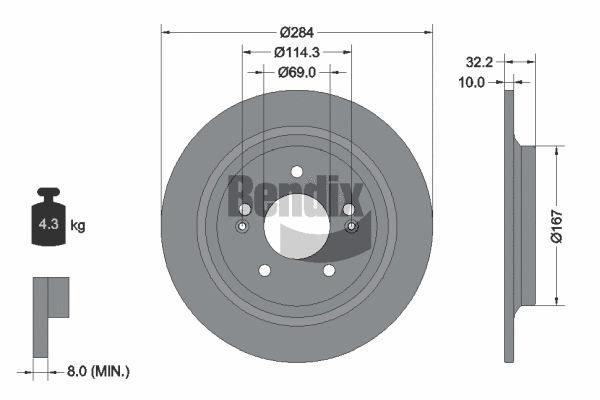 BDS2174 BENDIX Braking Тормозной диск (фото 1)