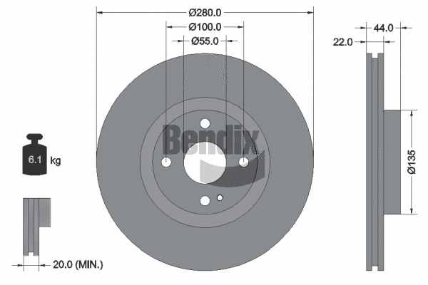 BDS2185 BENDIX Braking Тормозной диск (фото 1)