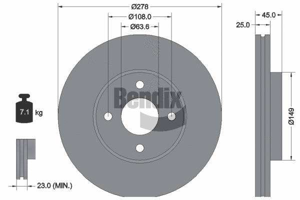 BDS2223 BENDIX Braking Тормозной диск (фото 1)