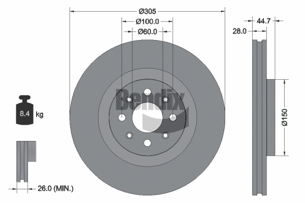 BDS2224 BENDIX Braking Тормозной диск (фото 1)