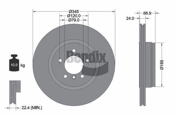 BDS2231 BENDIX Braking Тормозной диск (фото 1)