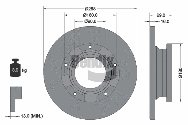 BDS2235 BENDIX Braking Тормозной диск (фото 1)