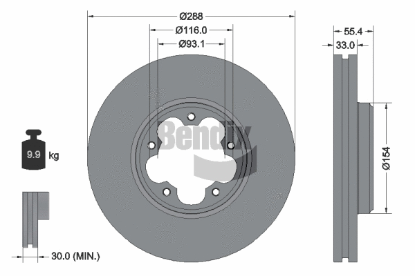 BDS2237 BENDIX Braking Тормозной диск (фото 1)