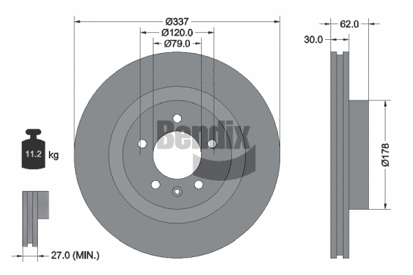 BDS2244 BENDIX Braking Тормозной диск (фото 1)