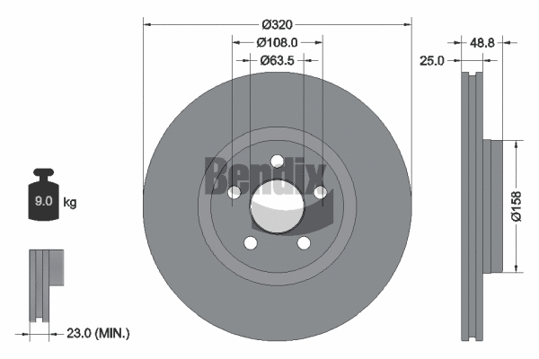 BDS2252 BENDIX Braking Тормозной диск (фото 1)