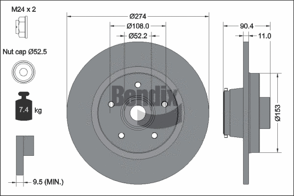 BDS2259 BENDIX Braking Тормозной диск (фото 1)