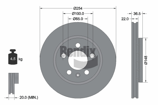 BDS2260 BENDIX Braking Тормозной диск (фото 1)