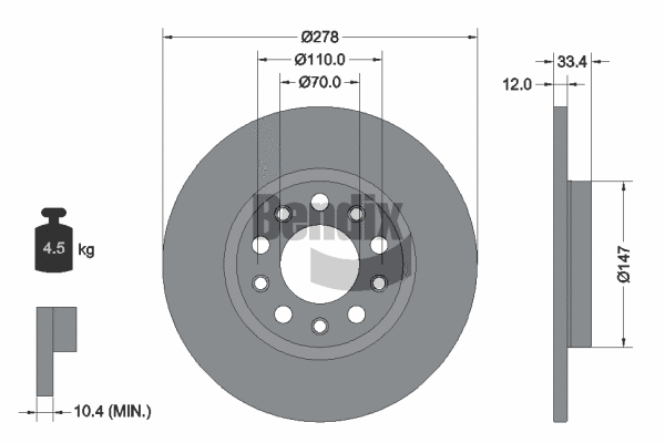 BDS2261 BENDIX Braking Тормозной диск (фото 1)