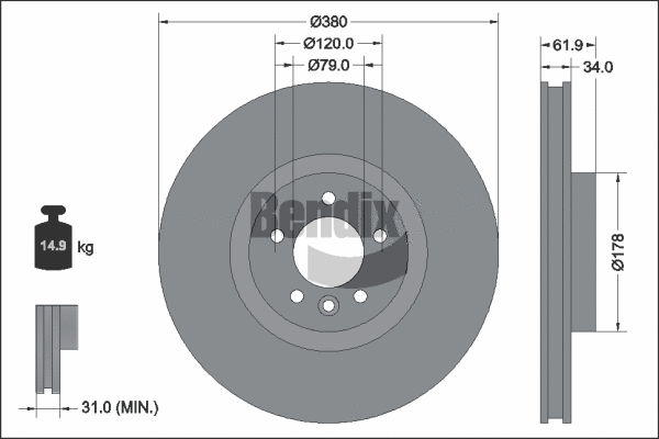 BDS2325HC BENDIX Braking Тормозной диск (фото 1)