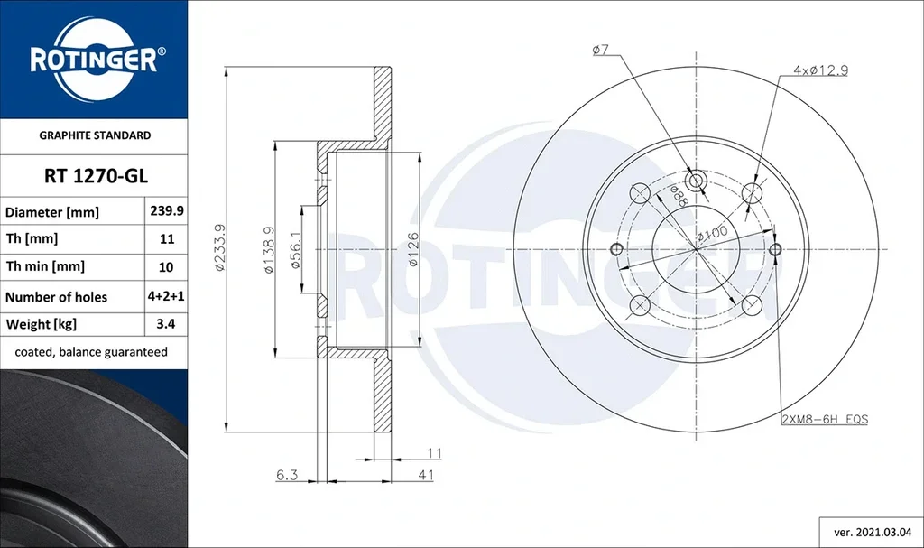 RT 1270-GL ROTINGER Тормозной диск (фото 1)