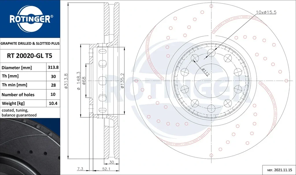 RT 20020-GL T5 ROTINGER Тормозной диск (фото 1)